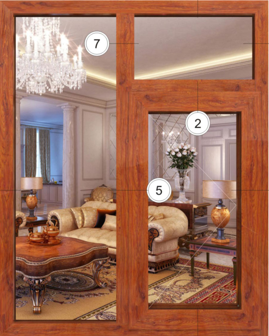 WPC90C energy-saving casement window with steel screen