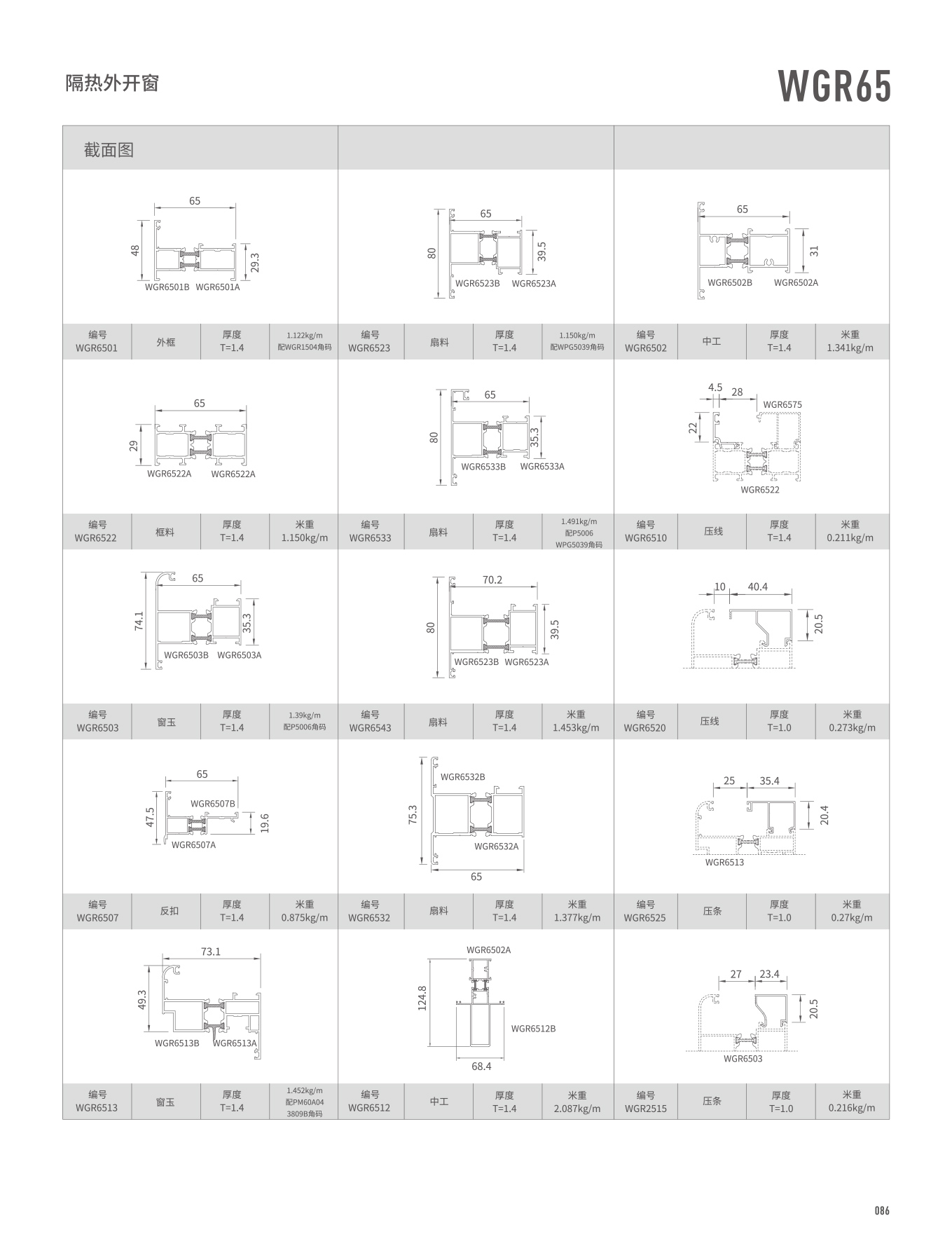 WGR65隔热平开门、窗